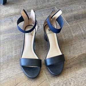 Navy blue heel sandals